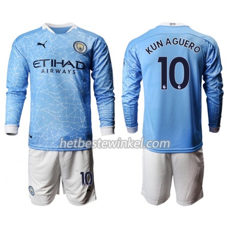 Manchester City Sergio Aguero 10 Voetbaltenues Kind Thuis 2020/21 - LS (+ Korte broeken)